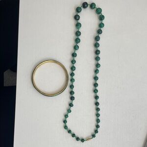 Green Beaded Necklace and Bangle Set